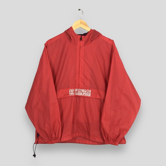 Kansai Yamamoto, Vintage Sissy Kansai Yamamoto Pullover Anorak Jacket XLarge Kansai Japanese CC Kansai Lightweight Red Half Zipper Windbreaker Hoodie Size XL