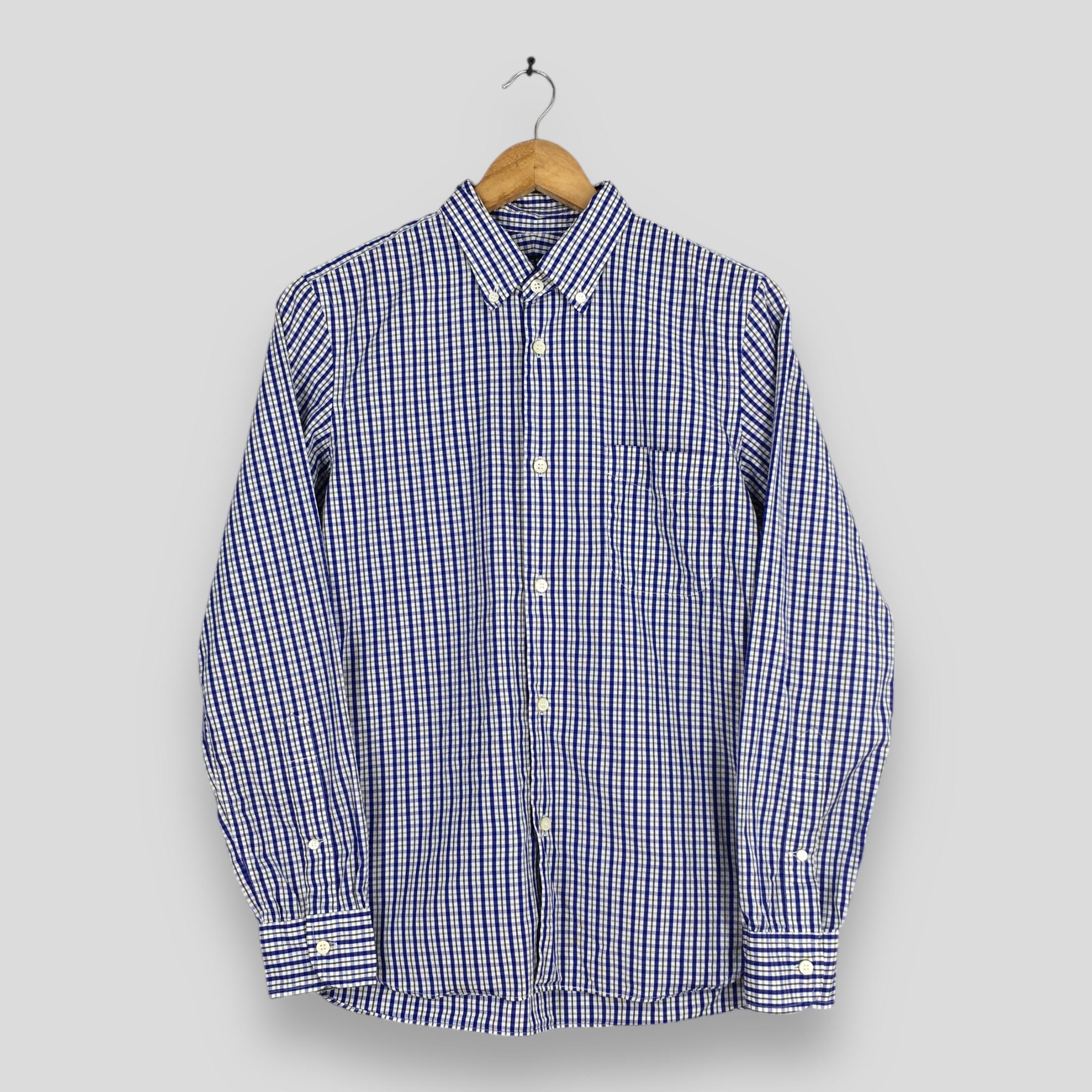 Vintage Comme Des Garcons Shirt Homme Checkered Blue Shirt Small