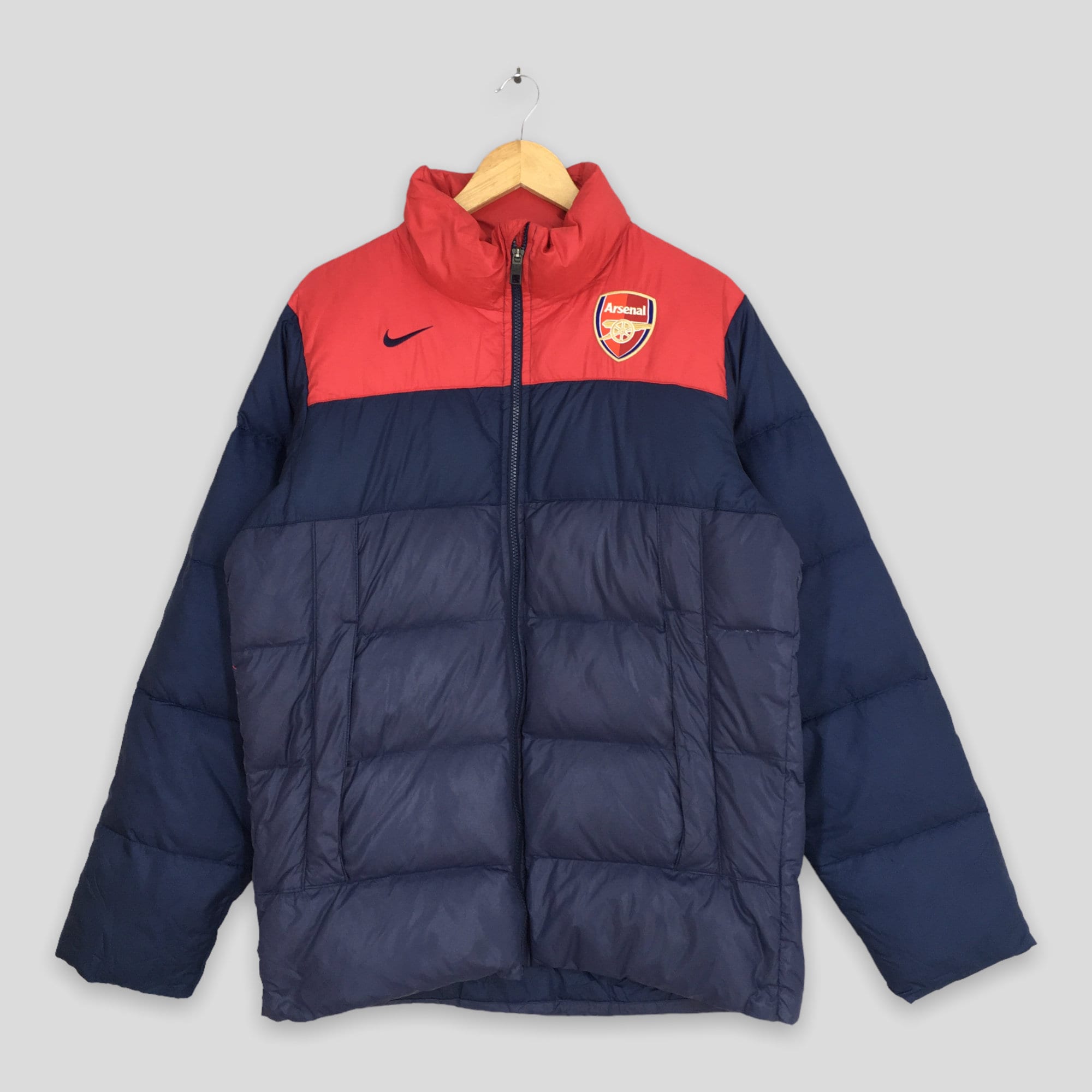 Vintage 90 s Nike Swoosh Arsenal Football Puffer Jacket Large Nike Arsenal Nike Sportswear Goose Down Warmer Jacket Nike Winter Coat Size L