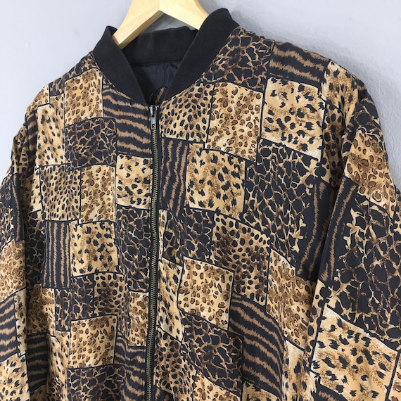 Vintage Tiger Leopard Patterned Jacket Medium 90s… - image 3