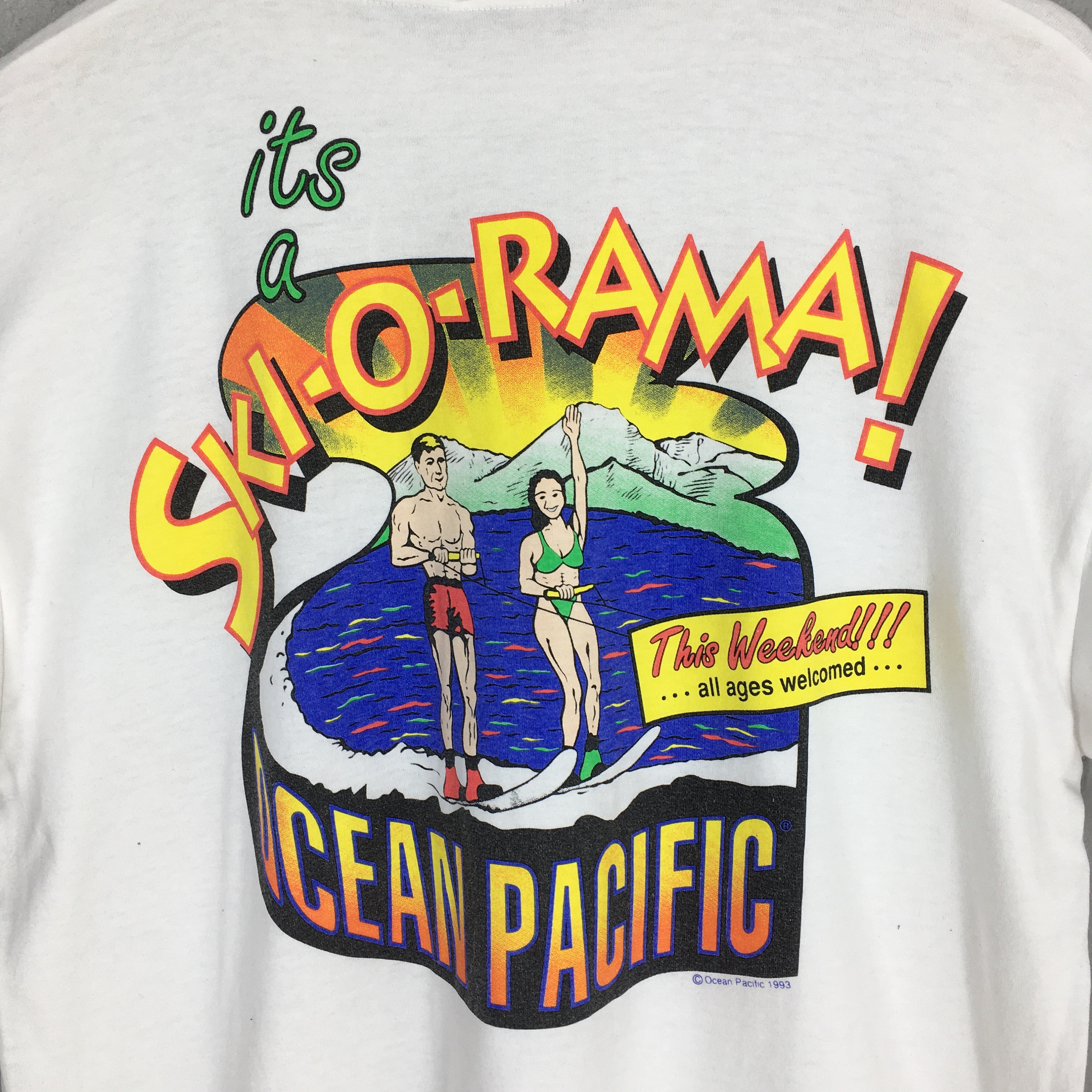 Vintage 90's Ocean Pacific Surfer White T Shirt Medium Op Vintage 90's Ocean Pacific Surfer White T Shirt Medium Op