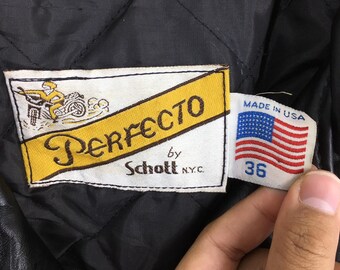 専用 70's Schott NYC 618 36 BULL LABEL Vintage 1970's Schott Perfecto NYC 618 Jacket Small Double Collar