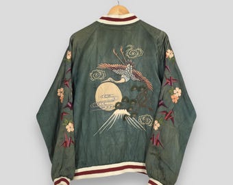 90s Houston Sukajan Japan Souvenir Jacket Dragon Embroidery - Etsy