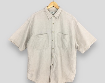 Vintage 90's LL Bean Plain Linen Shirt Large LL Bean Usa Plain Formal Oxfords LL Bean Casual Button Down  Flannel Ll Bean Work Shirt Size L