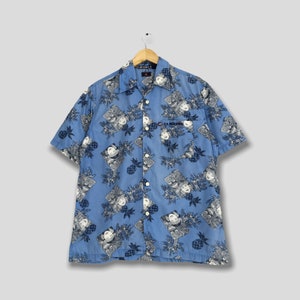 Vintage 90s Us Polo Floral Hawaiian Shirt Medium Honolulu Hula Girl Hawaii Beach Wear Aloha Cotton Button Up Size M