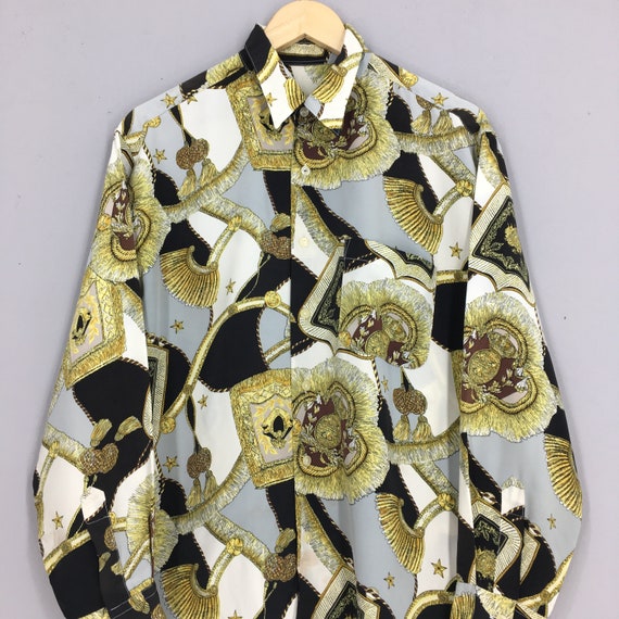 Vintage Baroque Shirt Medium Designer Gold Chain … - image 2