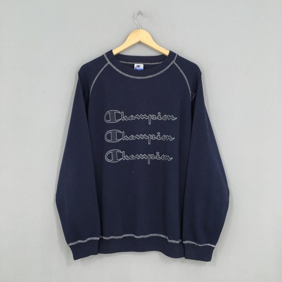 Vintage Champion Script Logo Jumper Large 90's Cha