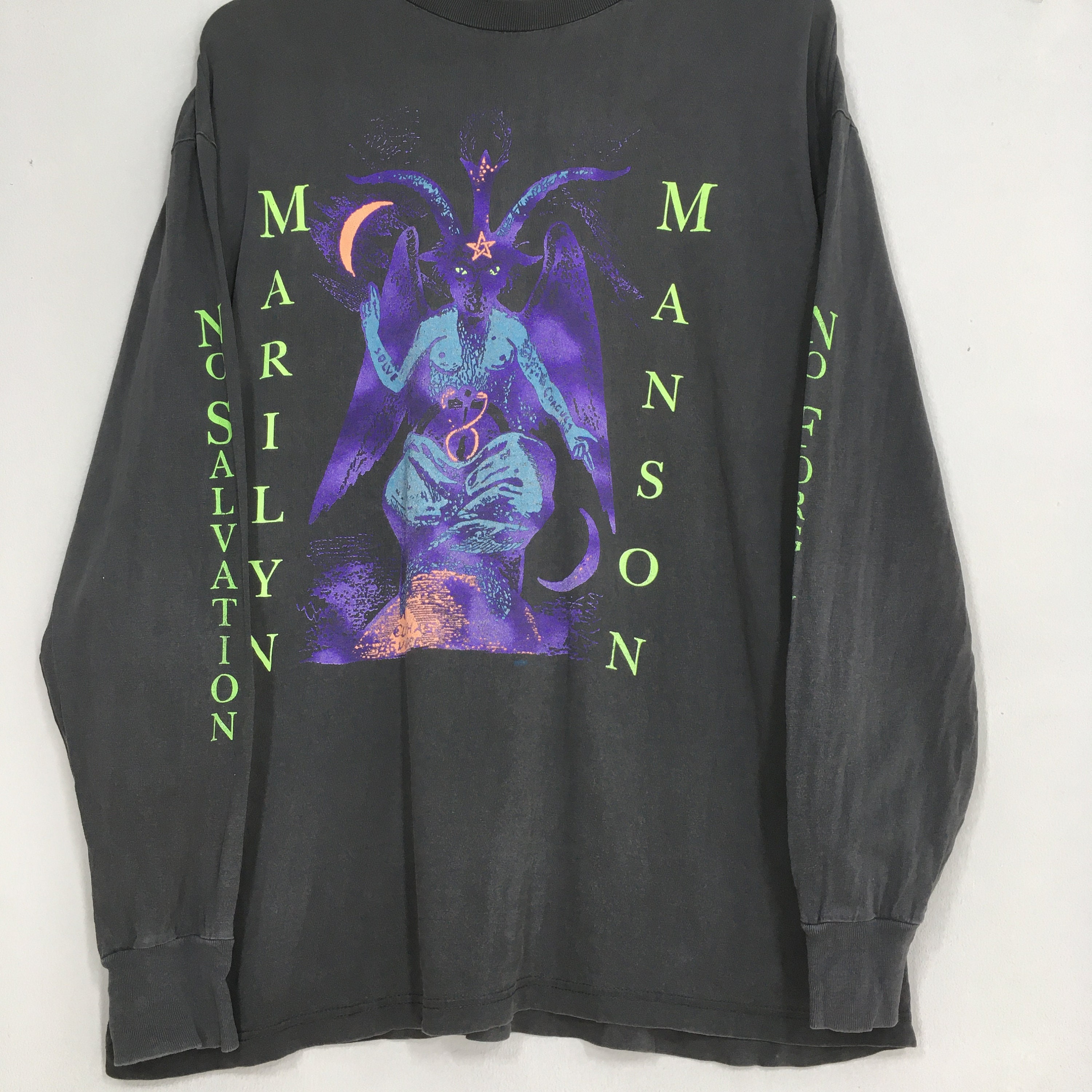 90s MARILYN MANSON WHEN I'M GOD ロンT XL Vintage 90s Marilyn Manson When I'm God Everyone Dies Tshirt