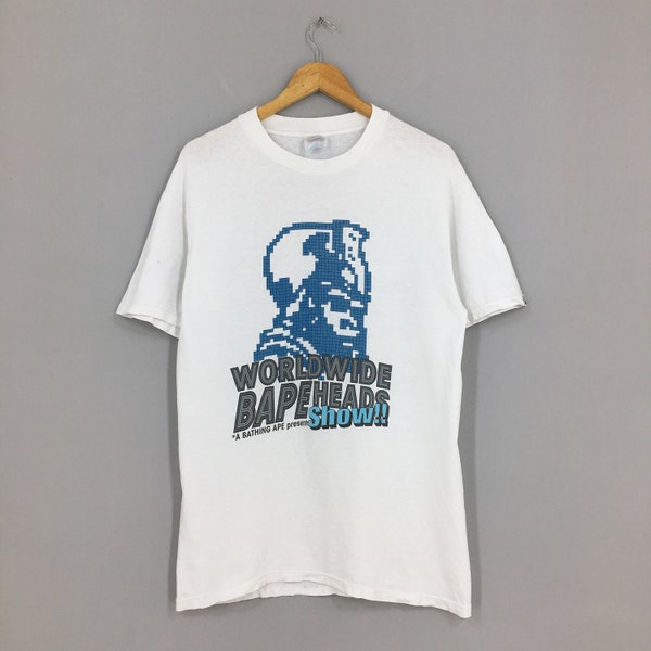 A Bathing Ape Worldwide Bape Head White T shirt Medium Bape Nigo Japan Bathing Ape World Wide Bape Head Collection Tee Size M