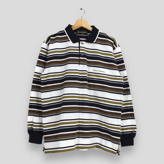 Vintage Gianni Valentino Italy Stripes Polos Shirt Medium 90's