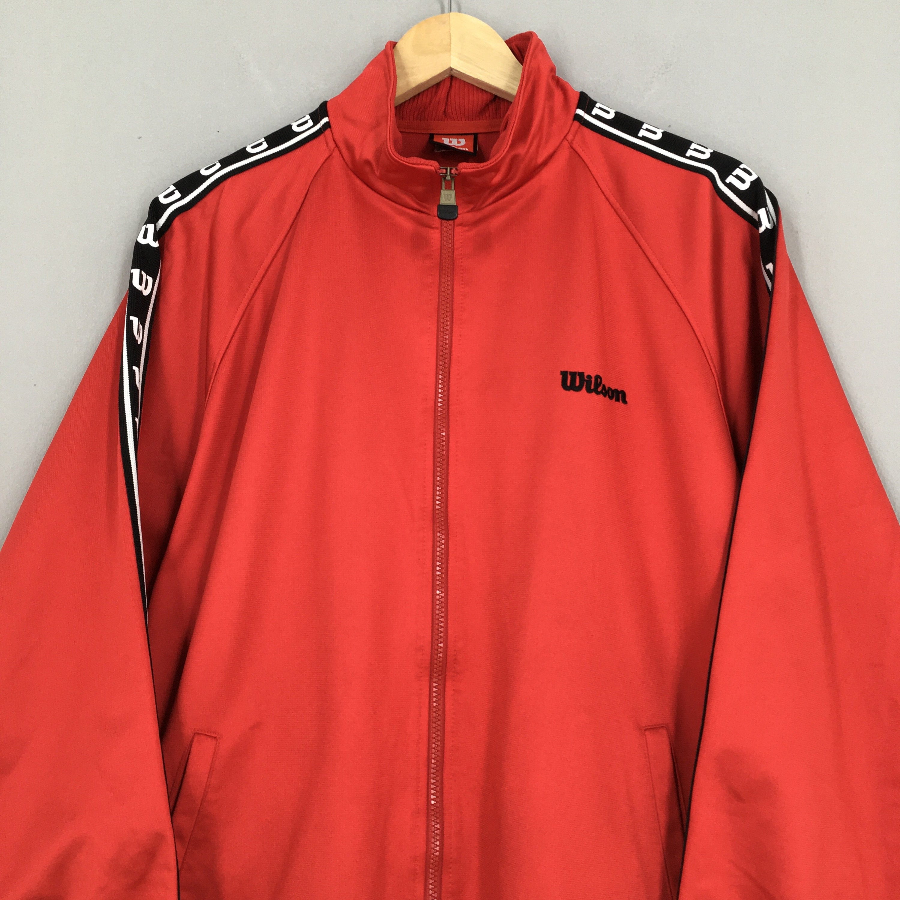 夏帆90s Y2K Wilson Track jacket Vintage Vintage Wilson Windrunner Red Jacket Large 1990's Wilson