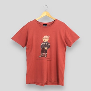Vintage Polo Sport Ralph Lauren Polo Bear Red Tshirt Small Polo Ralph Lauren Streetwear Shirt Polo Bear Winter Session Printed Tees Size S