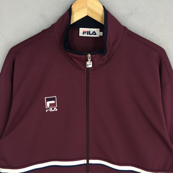 Vintage 90's Fila Sports Burgundy Windbreaker Jacket Large Fila
