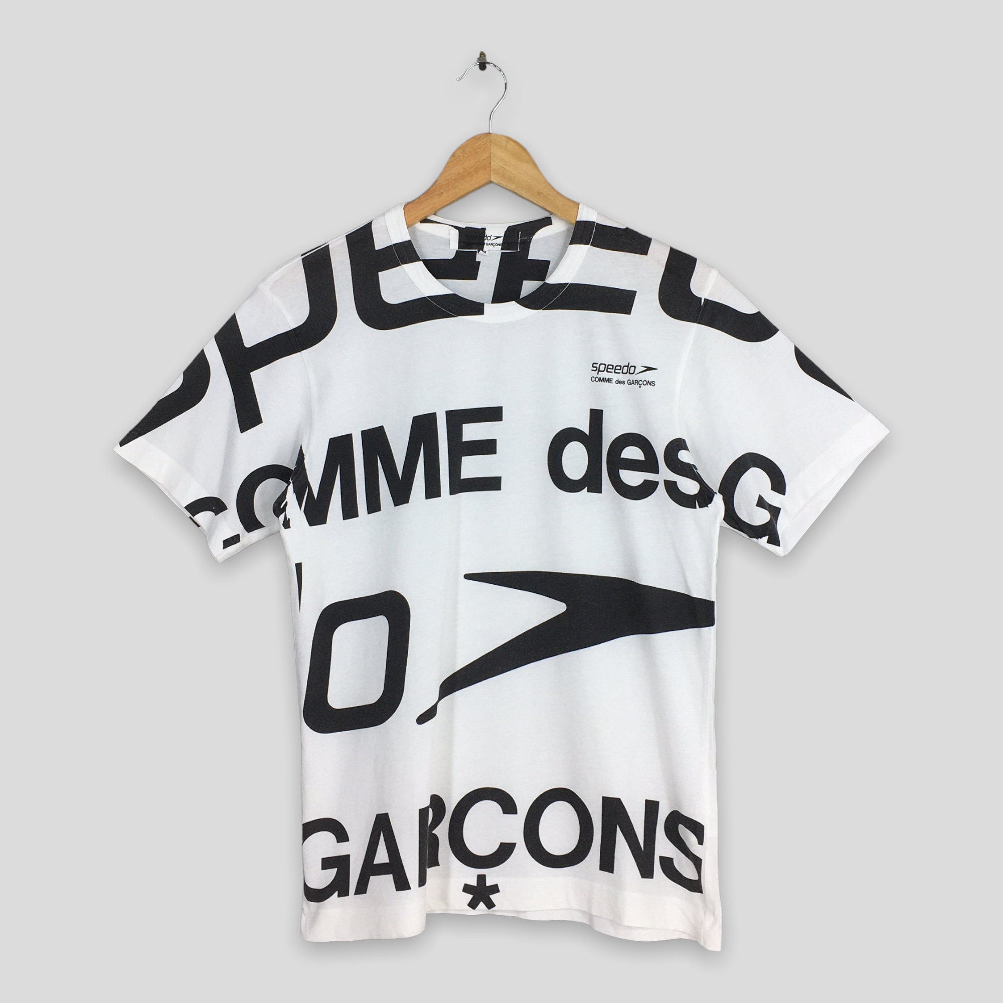 Comme Des Garcons Speedo Overprinted White T Shirt Medium Vintage 