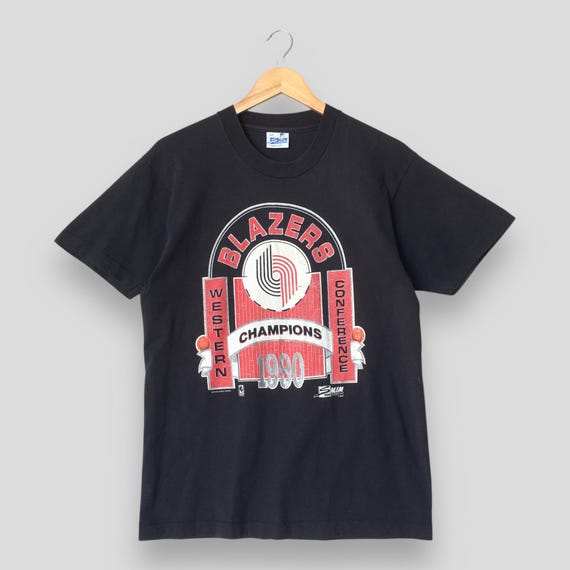 Vintage 90s Portland Blazers NBA Black T shirt Large 1990 Portland Blazers Western Conference Champions Blazers Basketball Team Salem Tee L
