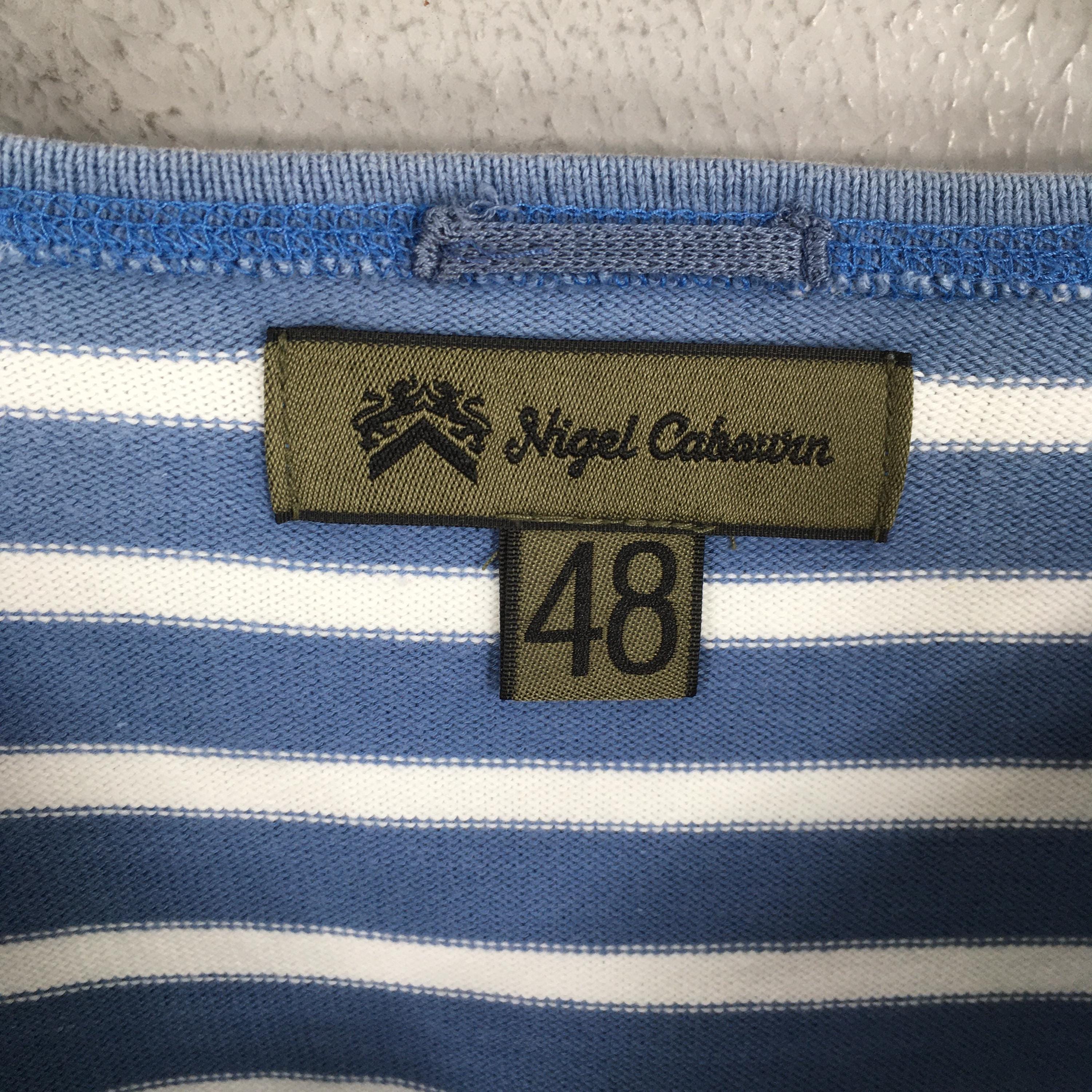 Vintage 90s Nigel Cabourn Striped Blue Shirt Medium Nigel Cabourn