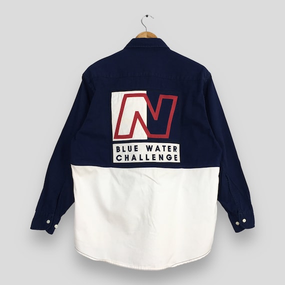 Vintage Nautica Denim Blue Oxfords Shirt Small Na… - image 1