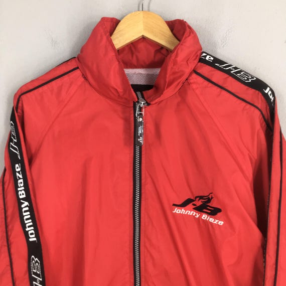 Vintage 90's Johnny Blaze Windbreaker Hoodie Large Johnny Blaze