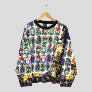 Vintage 90s Versace Jeans Couture Multicolor Tshirt Large Versace Jeans Novelty Dog Musical Pop Art Pullover Medusa Royalty Baroque Tee L