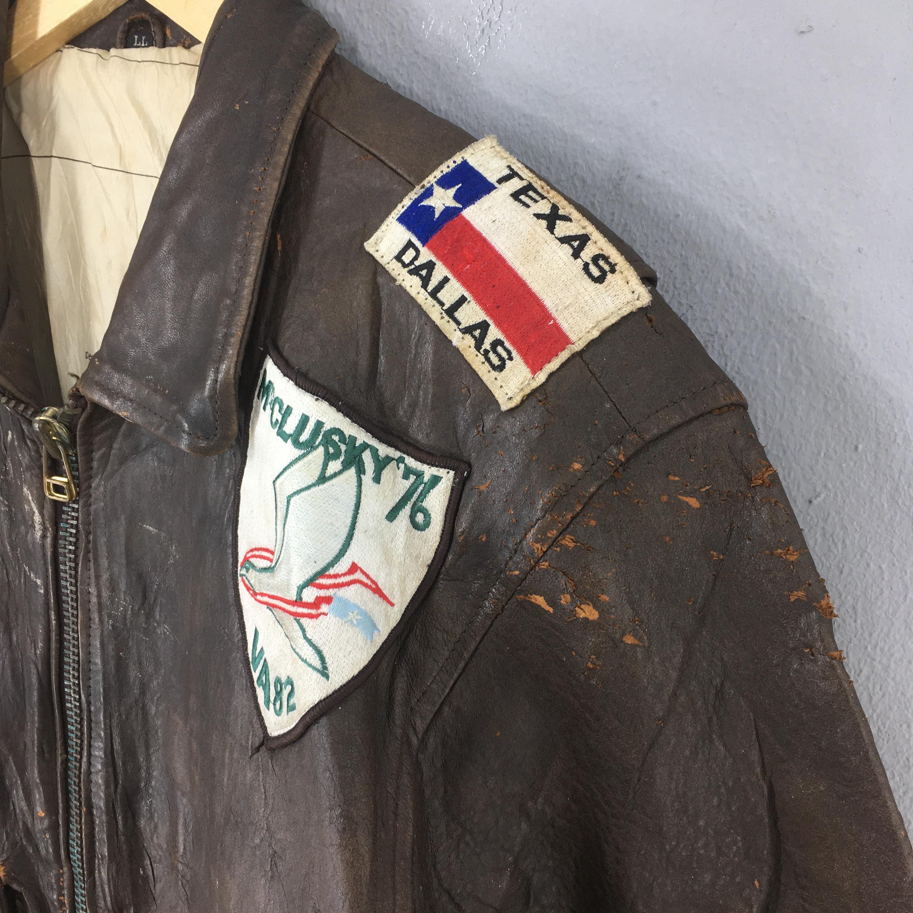 Vintage 90s Art Glenhill Army Air Force Leather Type A-2 Jacket 