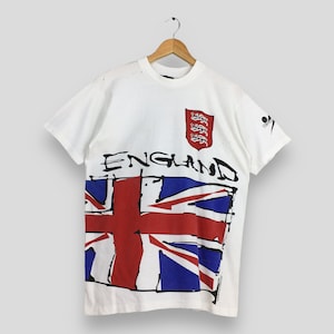 Vintage England World Cup Usa 1994 Football White T shirt 90&#39;s England Team Sportswear World Cup Usa 94 United States Soccer Tees Size M