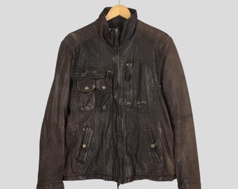 Vintage Avirex Ltd Sheepskin Leather Jacket XLarge Avirex Tactical Multi Pocket Style Brown Leather Coat Rider Motorcycle Outerwear Biker XL