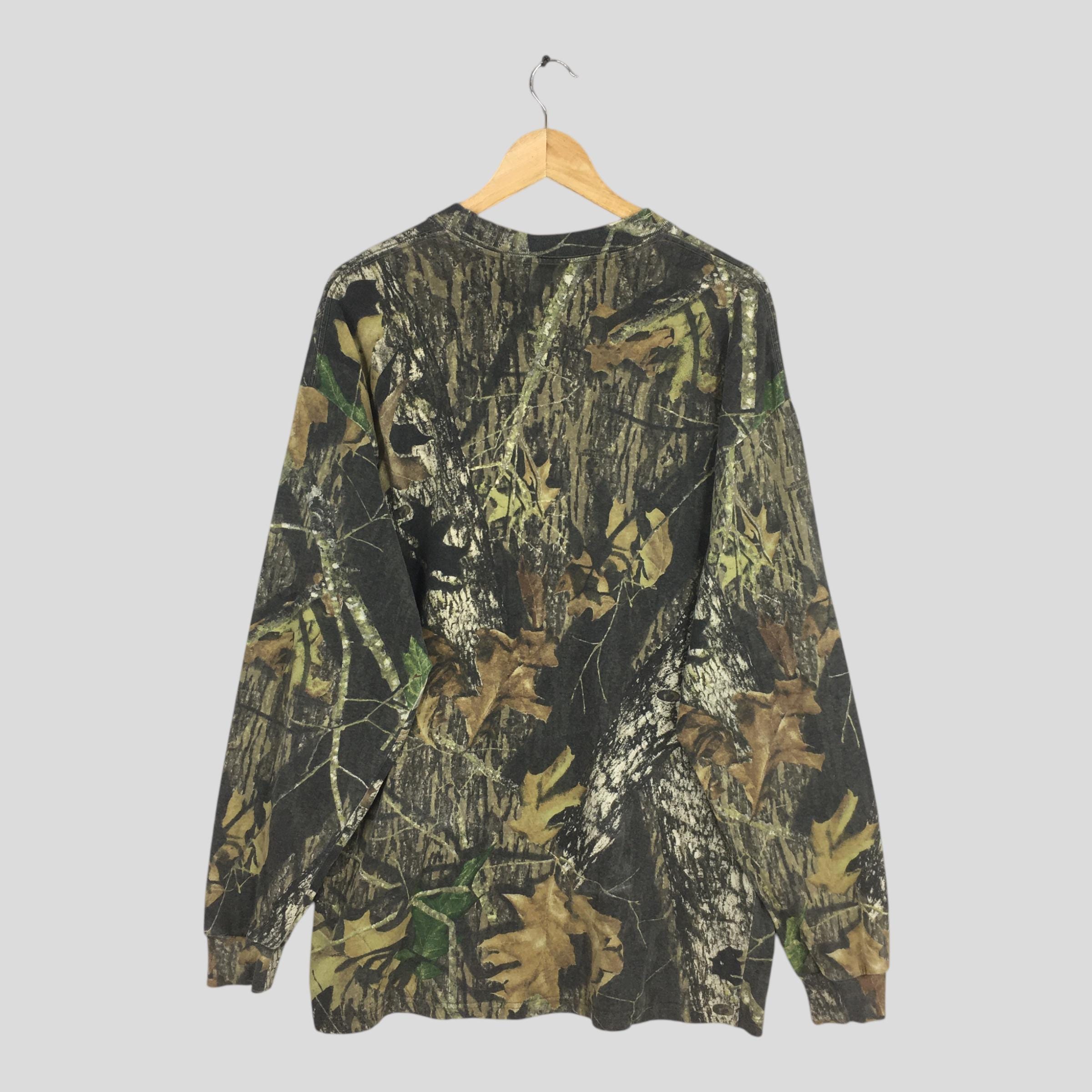 Vintage 90s Mossy Oak Tree Camo Long Sleeve Tshirt Xlarge Green