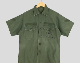 Vintage 70s US Army Utility Shirt: Vietnam War Era, Olive