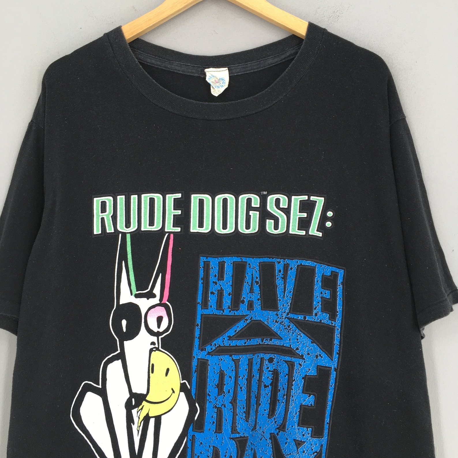 Vintage 90's Rude Dog Sez Surf Black T Shirt Xlarge Have Etsy