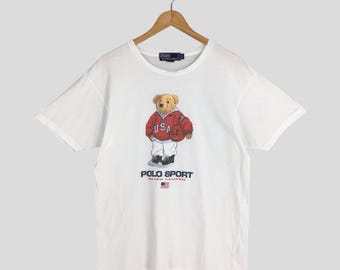 Vintage 90s Polo Bear by Ralph Lauren Spell Out T-shirt White