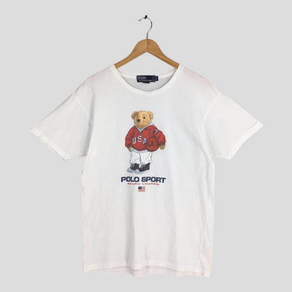 Vintage 90s Polo Bear Ralph Lauren Nba Basketball T Shirt Small