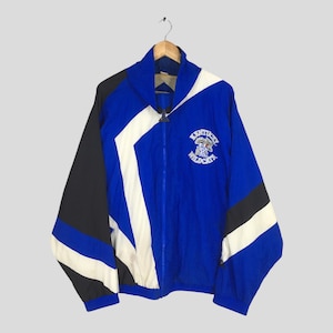 Vintage 90er Jahre Kentucky Wildcats Windbreaker Jacke 2XLarge UK Kentucky Universität Gesticktes Logo Oberbekleidung Wildcats Basketball Team Mantel 2XL