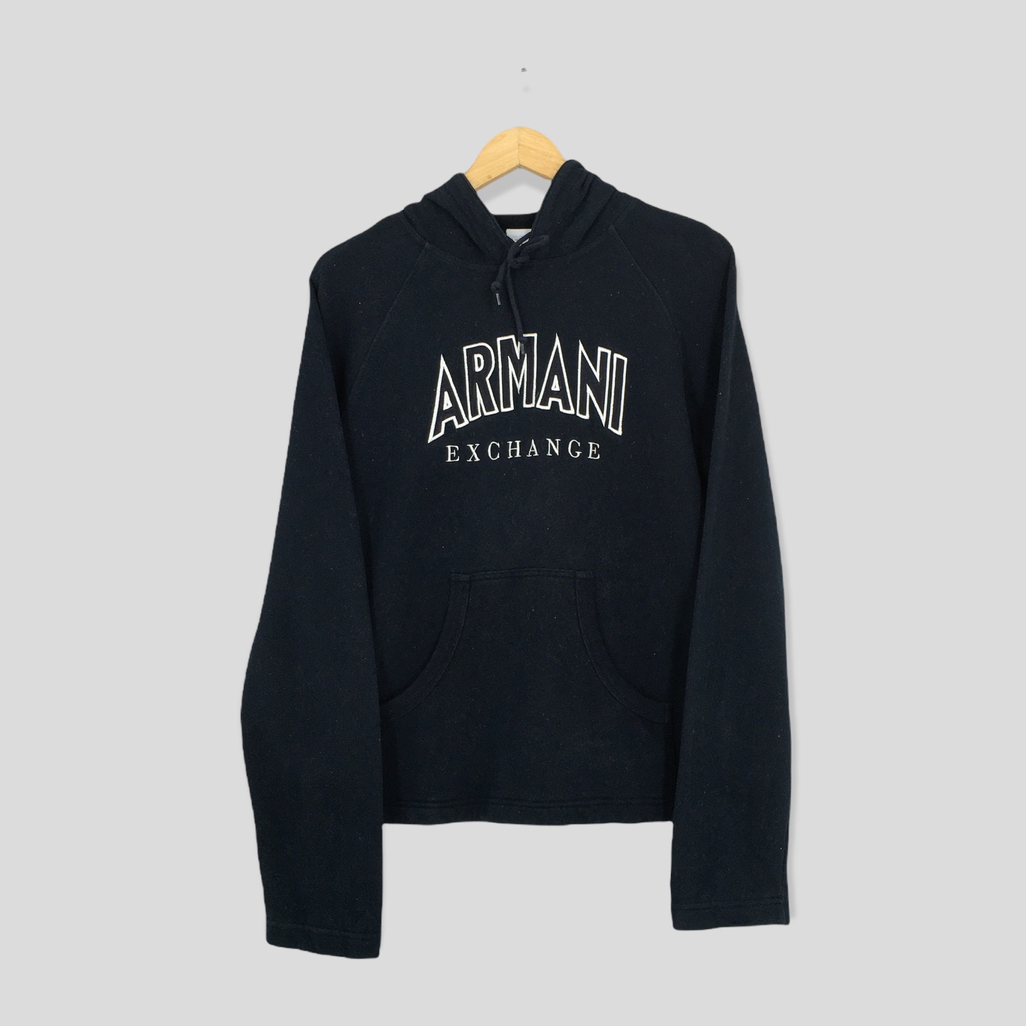 Vintage Armani Exchange Black Hoodie Sweatshirt Small Armani - Etsy Norway