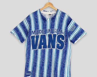 Vintage Vans Usa Blue Stripes T Shirt Medium 90's Vans Made in Usa