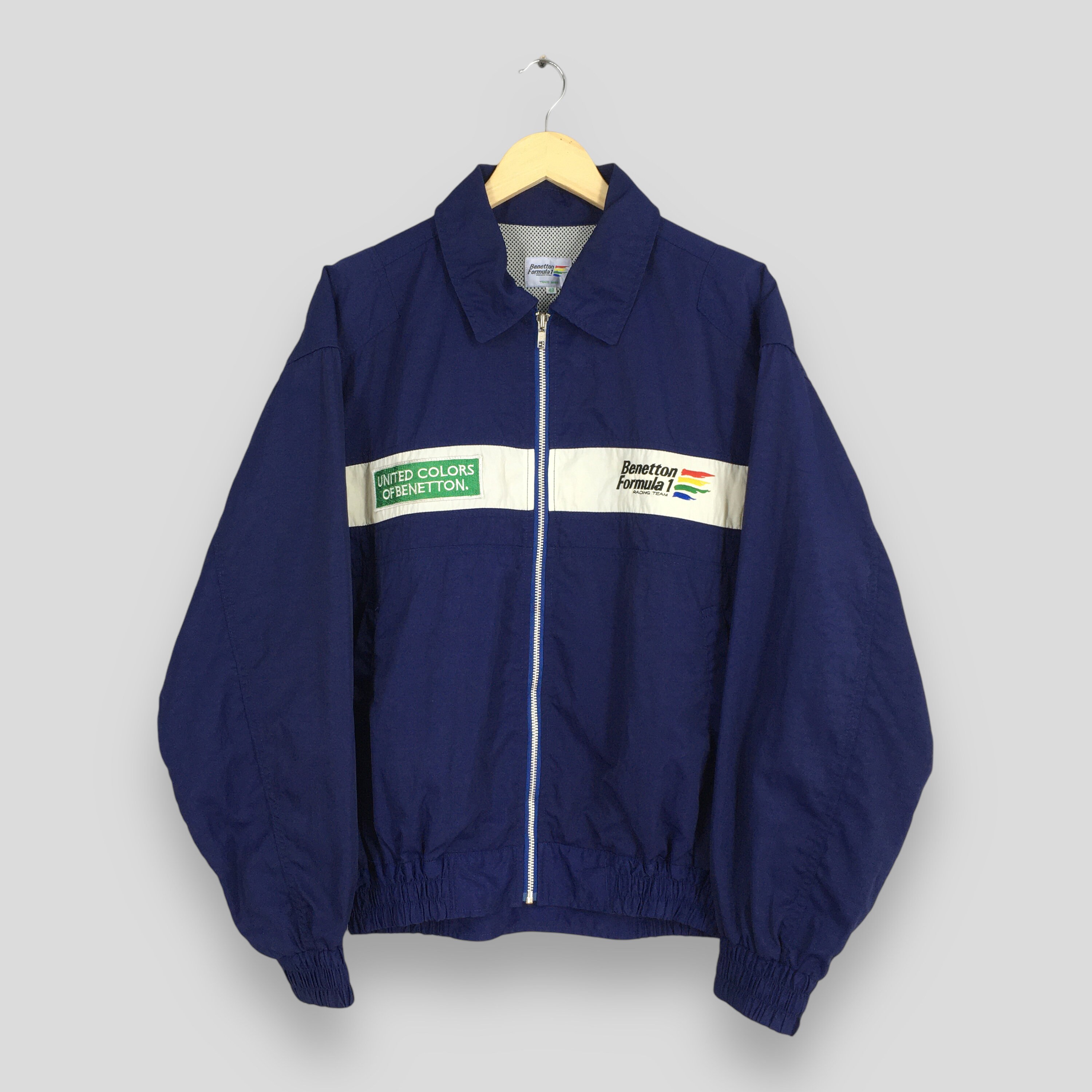 Vintage Benetton Formula 1 Embroidery Blue Cotton Jacket