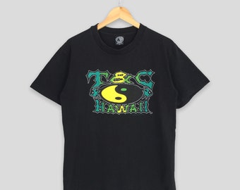 Vintage 90's T&C Surf Designs Yin Yang Surfing Black T shirt Medium Hawaii Pipeline Beach Surfing Hawaiian Ocean Wave Surfer Tee Size M