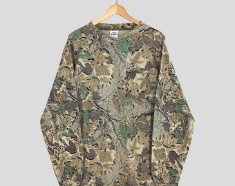 Vintage 90s Wrangler Rugged Real Tree Camo T shirt XLarge Camouflage Military Style Jungle Hunting Outdoor Outfits Y2K Mossy Oak Mesh Tee XL