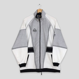 Vintage 90&#39;s Kappa Sport Track Top Jacket Large Kappa Italia Track Top White Gray Jacket Sportswear Kappa Jacket Kappa Light Jacket Size L