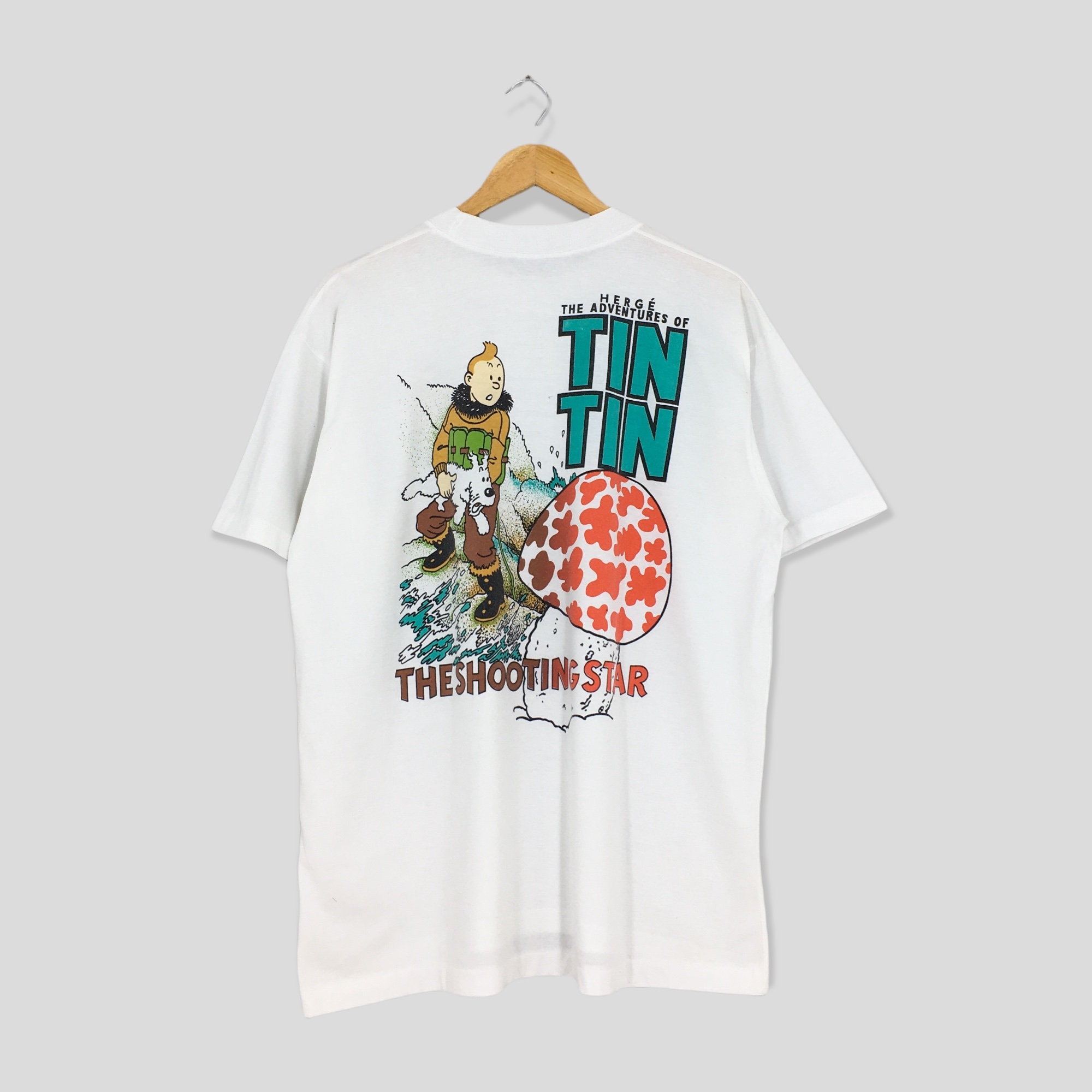 Vintage the Adventures of Tintin the Shooting Star Cartoon Tshirt