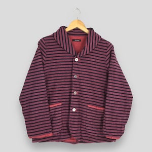 Vintage Y&#39;s For Living Yohji Yamamoto Womens Jacket Medium Yamamoto Women Button Striped Pink Sweater Yohji Yamamoto Japan Cardigan Size M