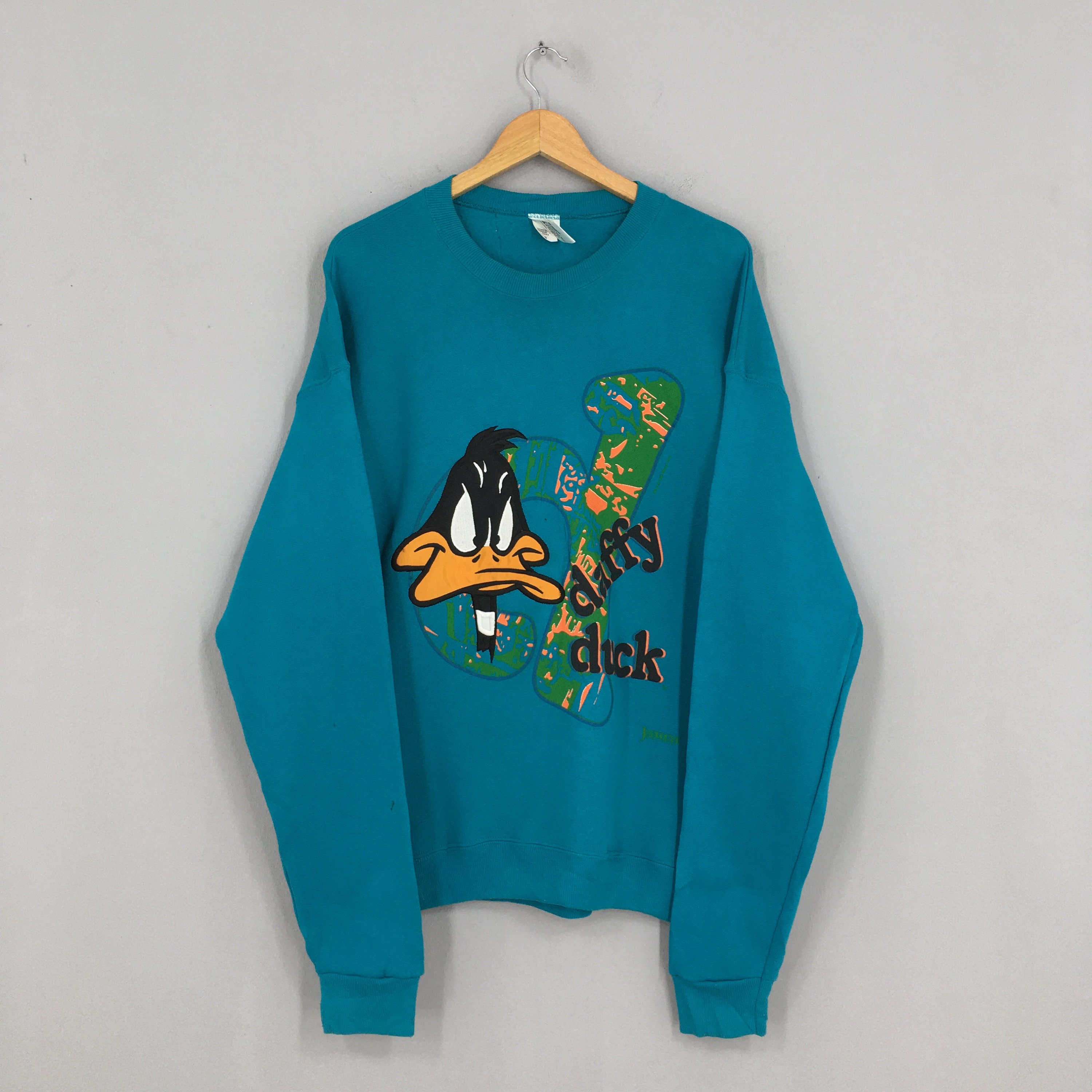 Vintage 80s Duffy Duck Blue Sweatshirt Large 1990's Warner | Etsy