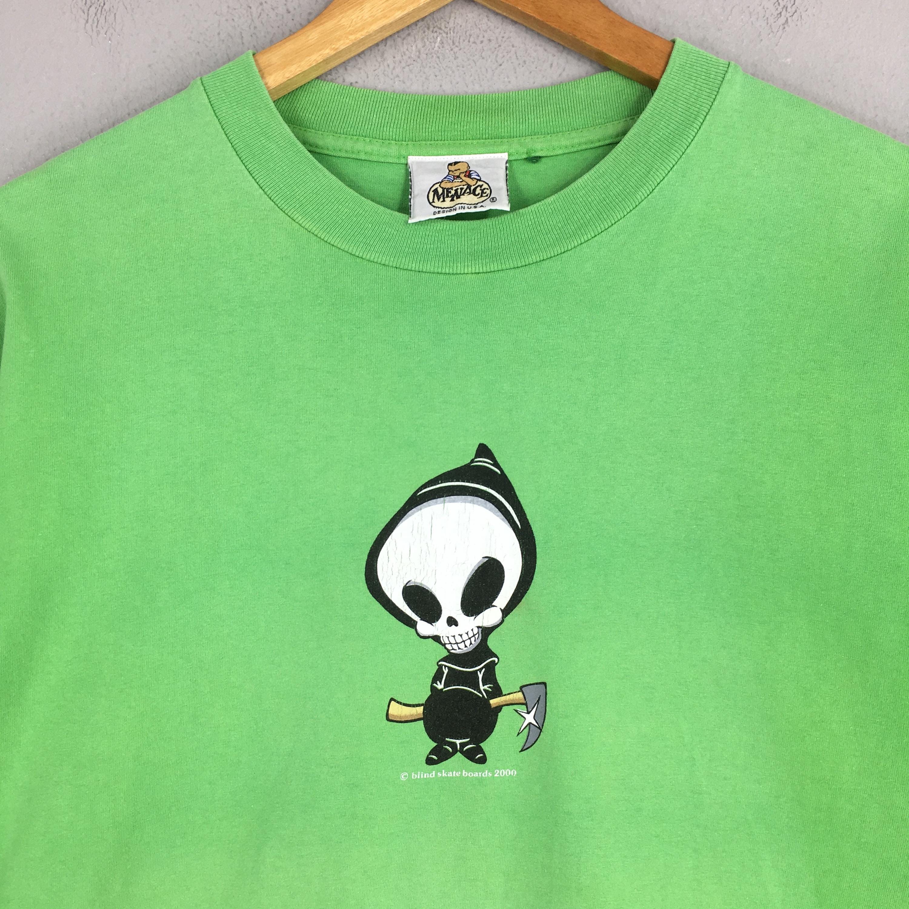 Vintage Y2K Menace Blind Skateboard T Shirt Medium Blind 