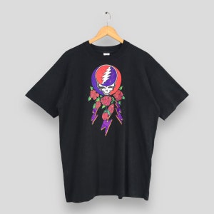 Camiseta negra vintage de los 90 de Grateful Dead, talla XL. Gira de conciertos de Grateful Dead y Sting de 1993. Camiseta Deadhead de The Red Roses, talla XL.