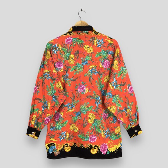 043040 VERSUS Gianni Versace レーヨン シャツ Vintage Versus Gianni Versace Multicolor Baroque Flower Buttondown