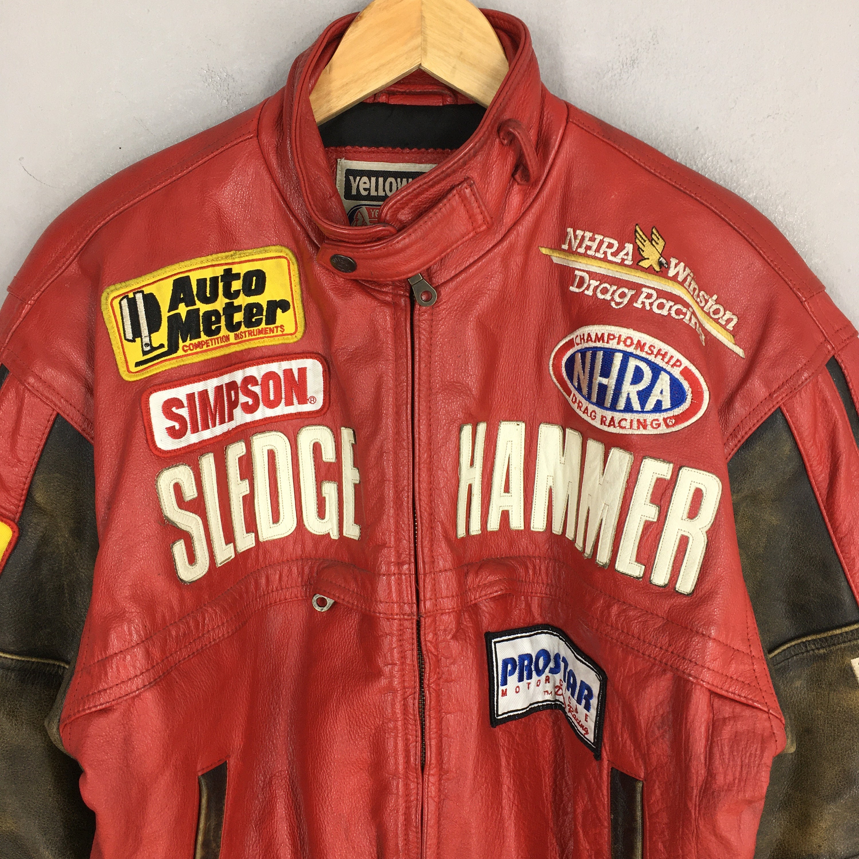 Vintage Yellow Corn Motorsports Sledge Hammer Leather Jacket Vintage Yellow Corn Motorsports Sledge Hammer Leather Jacket