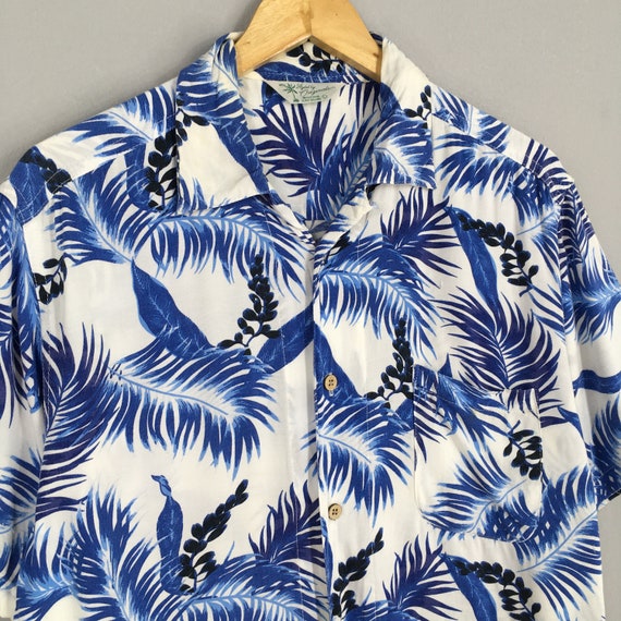 Vintage Hawaiian Aloha Shirt Tropical Sunset Hawaii Palm Trees Mens...