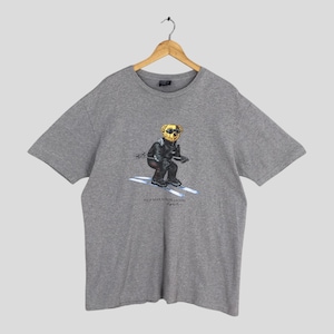 Vintage Polo Bear Ski Ralph Lauren Gray T shirt Large Polo Bear Skiing Printed Shirt Polo Sport Stadium Polo Bear Tee Size L