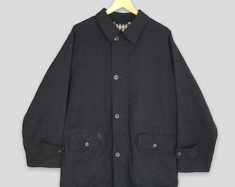 Vintage 1980s Harrington Jacket Large Blue Full Zip Made in