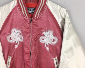 Vintage Sukajan Japan Dragon Souvenir Jacket Large 1980s Sukajan