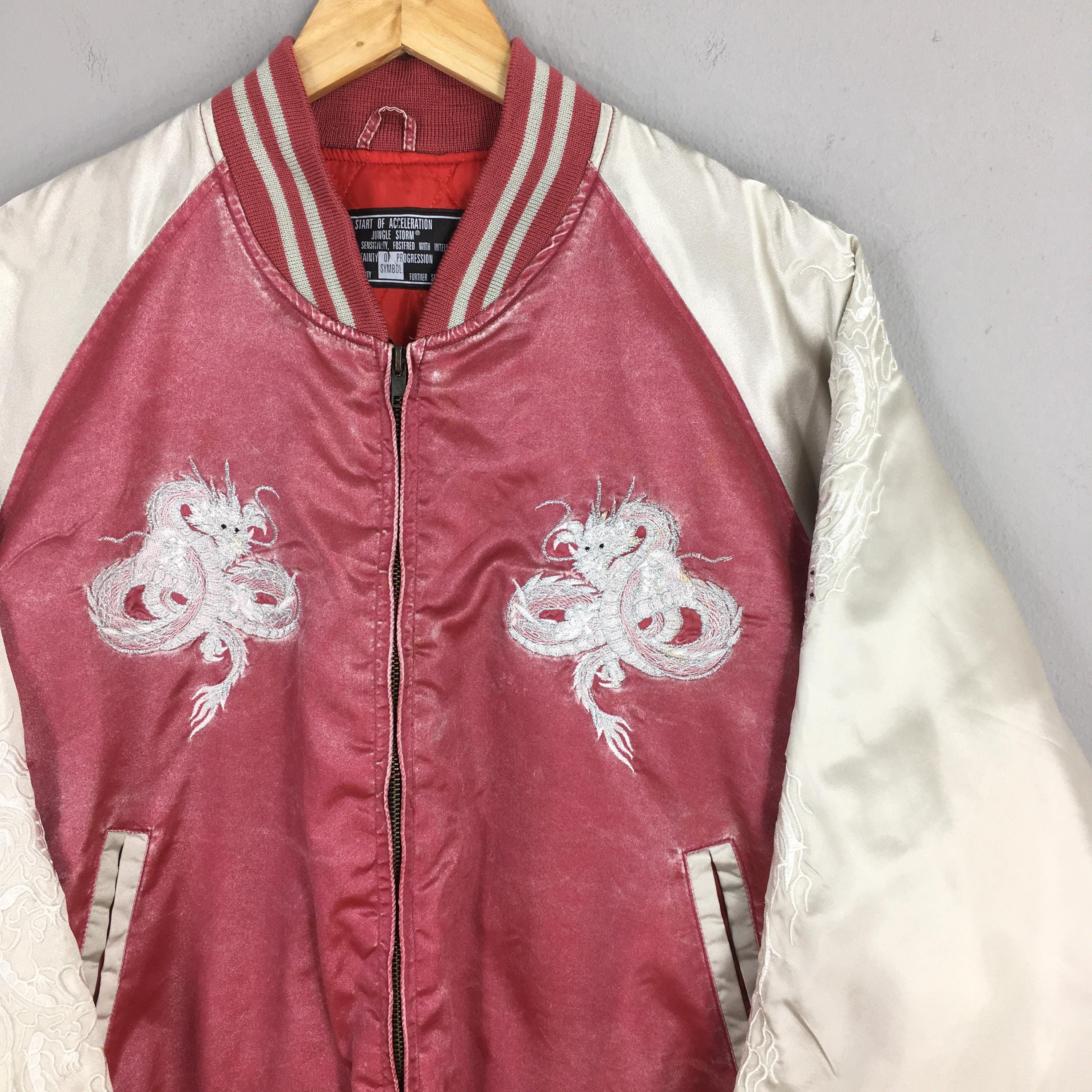 Vintage Sukajan Japan Dragon Souvenir Jacket Large 1980s Sukajan